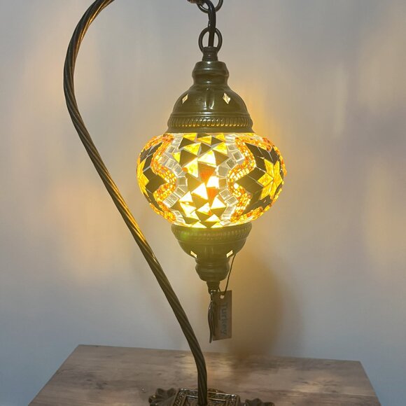 Mosaic Table Lamp White  Bedside Lampshade Light - Picture 6 of 14